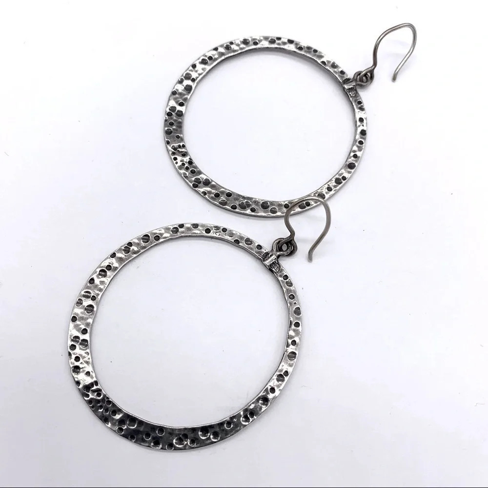 Silpada Hammered Oxidized Sterling Hoop Earrings